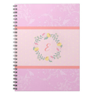 Pastellernas Rosa och Lavender Flower Monogram Anteckningsbok