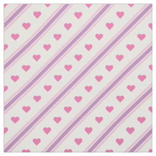 Pastellernas Rosa och Lila Hearter och Rand Tyg