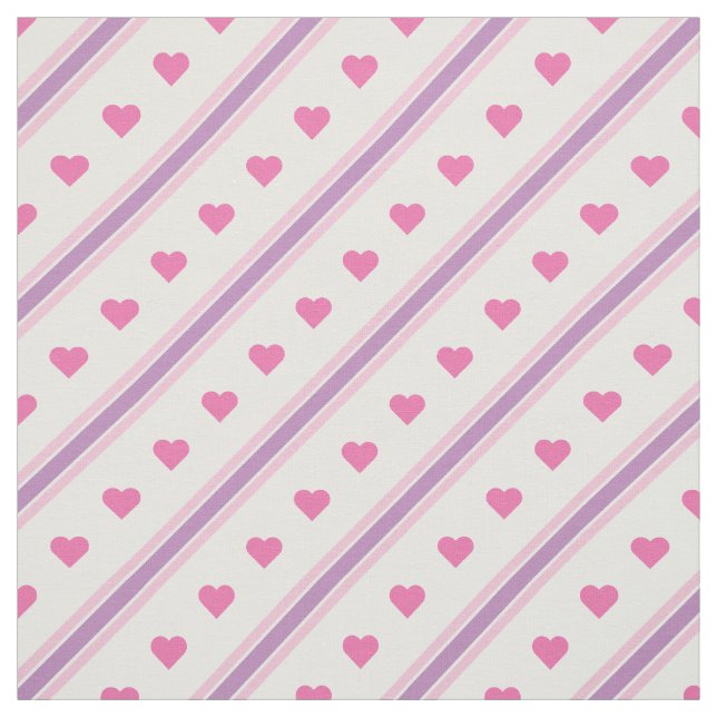Pastellernas Rosa och Lila Hearter och Rand Tyg (Provkarta)