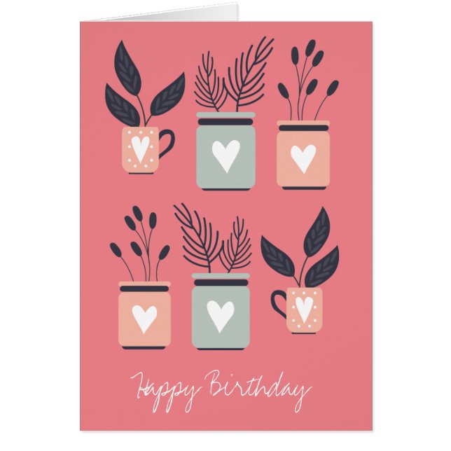 Pastellernas rosa och modernt grått-potatis hälsningskort (Framsidan)