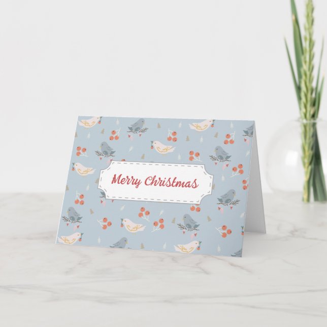 Pastellfåglar jul sömlöst mönster kort (Framsida)