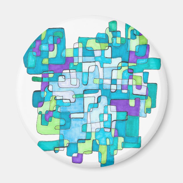 Pastellfarbene Endlose Quadratische Gelassenheit  Magnet (Framsidan)