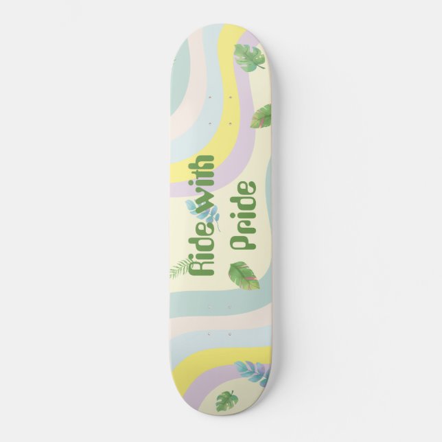 Pastellfärg Mjuk Estetisk Regnbågsblad Mini Skateboard Bräda 18,5 Cm (Framsida)