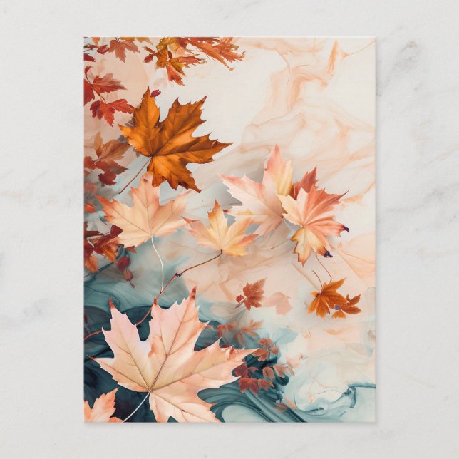 Pastellfärgad akvarellillustration av blad vykort (Framsida)