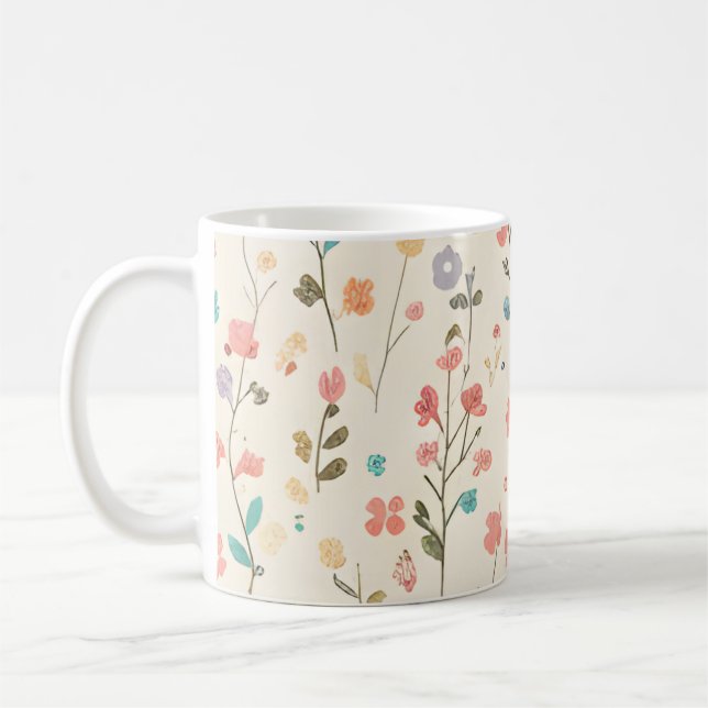 Pastellfärgad äng med vilda blommor kaffemugg (Vänster)