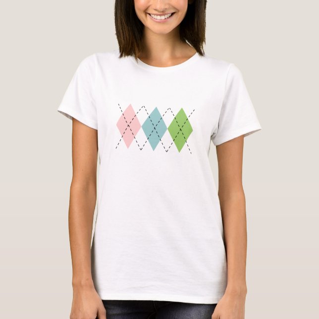 Pastellfärgad Argyle T-tröja Tee (Framsida)