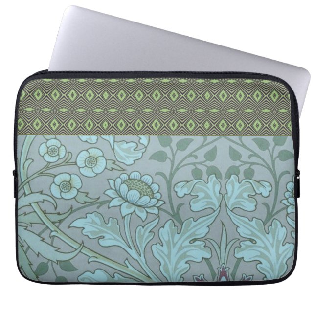 Pastellfärgad blåa blommor laptop fodral (Framsidan)