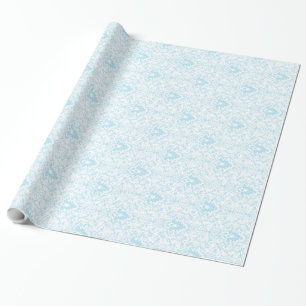 Pastellfärgad blått- och vitblommönster presentpapper