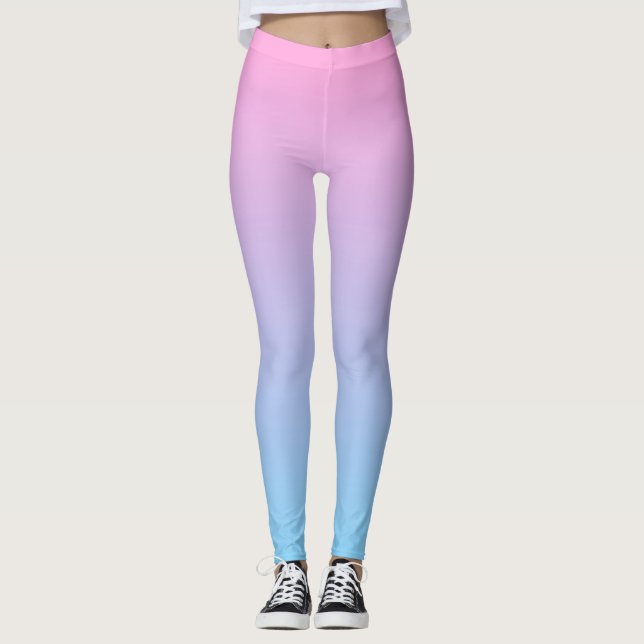 Pastellfärgad blek - rosa- och blåttlutning leggings (Framsida)