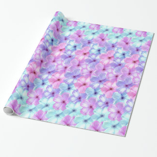 Pastellfärgad blom- lavendel- & Aquablåa blommor Presentpapper