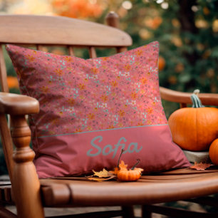 Pastellfärgad blomboho rosa Dekorativ kudde