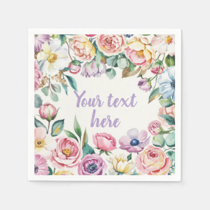 Pastellfärgad blomdesign Personlig text Pappersservett