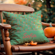 Pastellfärgad blomma boho grönt Dekorativ kudde