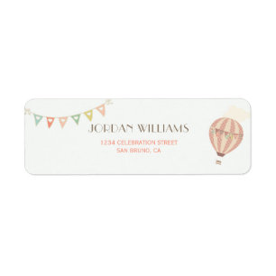 Pastellfärgad Bunting & första födelsedag för Returadress Etikett