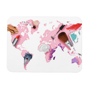 Pastellfärgad Comestics världskarta Magnet