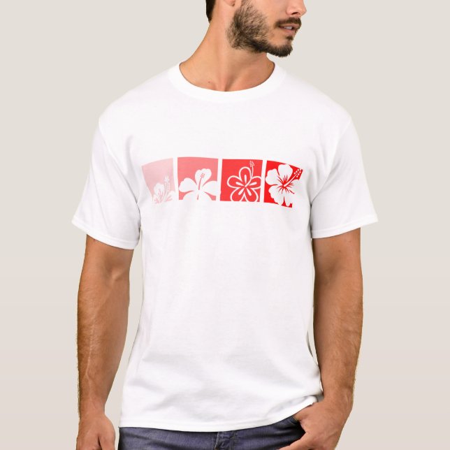Pastellfärgad design för röd hibiskus tee shirt (Framsida)
