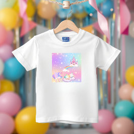 Pastellfärgad enhörningsprinsessa T-shirt för småb