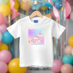 Pastellfärgad enhörningsprinsessa T-shirt för småb