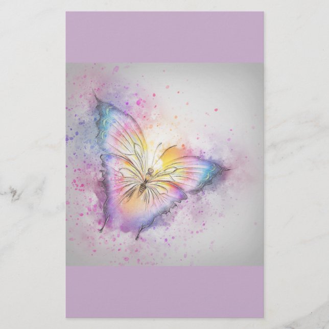 Pastellfärgad fjäril brevpapper (Framsida)