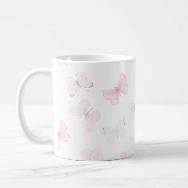 Pastellfärgad fjäril kaffemugg (Vänster)