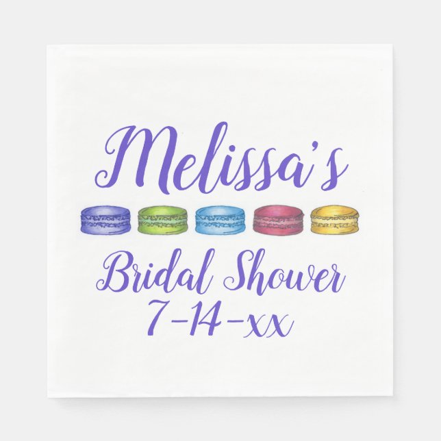 Pastellfärgad fransk makaronkaka konditorivaror br pappersservett (Framsidan)