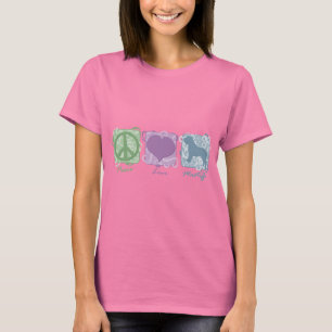 Pastellfärgad fred, kärlek och Mastiffs T-shirt