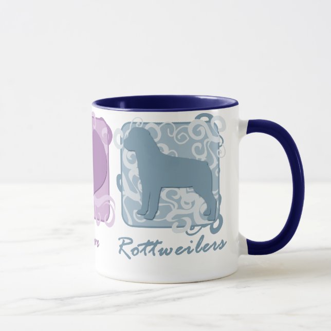 Pastellfärgad fred, kärlek och Rottweilers Mugg (Höger)