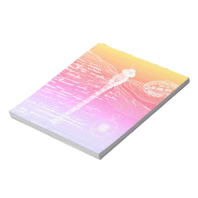 Pastellfärgad glöd trollslända anteckningsblock (Roterad)