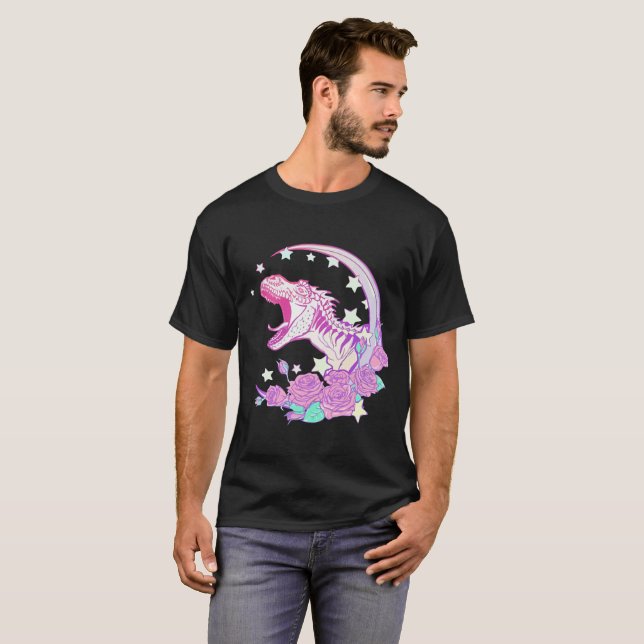 Pastellfärgad Goth Trex TShirt - estetiska T-shirt (Hel framsida)