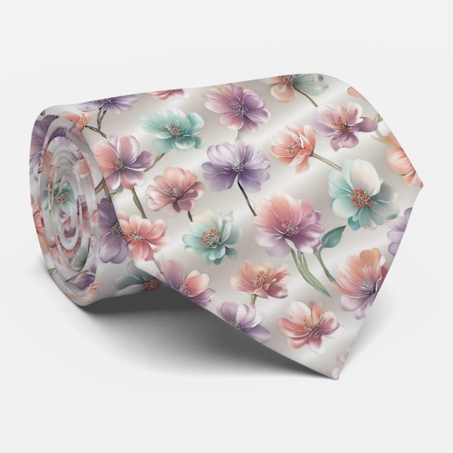Pastellfärgad Gradient Blommönster Slips (Rullad)