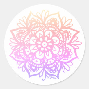 Pastellfärgad Gradient Mandala-blomma Runt Klistermärke