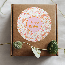 Pastellfärgad grenar orange och rosa Påsk Runt Klistermärke