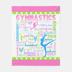 Pastellfärgad gymnastikordtypografi fleecefilt