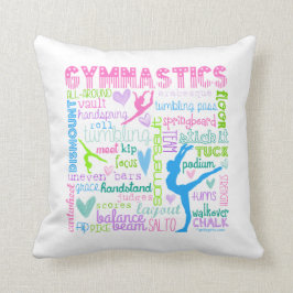 Pastellfärgad gymnastikordtypografi kudde