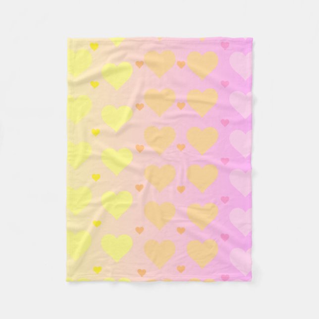 pastellfärgad hjärtfilt med gradient fleecefilt (Framsidan)