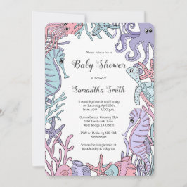 Pastellfärgad inbjudan för baby shower för liv för