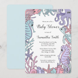 Pastellfärgad inbjudan för baby shower för liv för