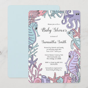 Pastellfärgad inbjudan för baby shower för liv för