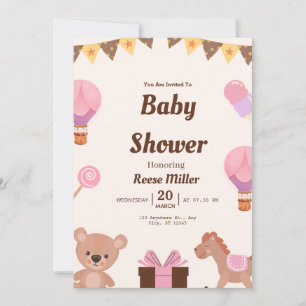 Pastellfärgad inbjudan till baby shower – Ballonge