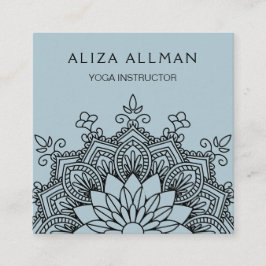 Pastellfärgad instruktör för blåttMandalaYoga Fyrkantigt Visitkort