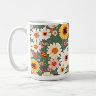 Pastellfärgad kaffemugg med vilda blommor