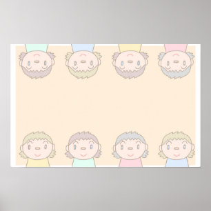 Pastellfärgad konst med barns leenden. poster