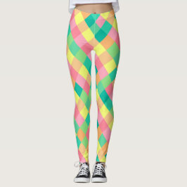 Pastellfärgad kontroll för färgrik vår leggings