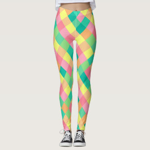 Pastellfärgad kontroll för färgrik vår leggings