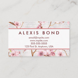 Pastellfärgad körsbärsröd blommardesign visitkort