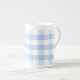 Pastellfärgad lila gingham benporslin mugg