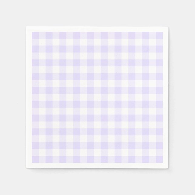 Pastellfärgad lila och vit gingham pappersservett (Framsidan)