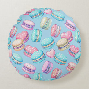 Pastellfärgad makaron rund kudde