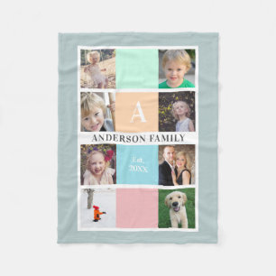 Pastellfärgad Monogram Collageefternamn för å Fleecefilt