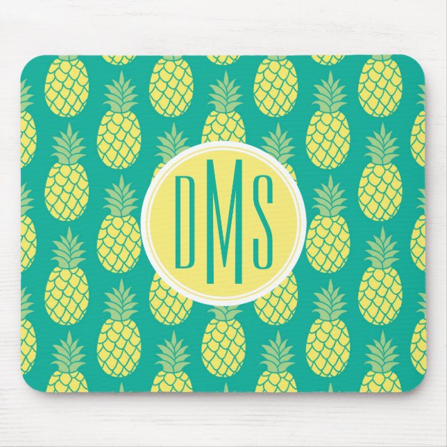 Pastellfärgad Monogram för ananas | Musmatta (Framsidan)